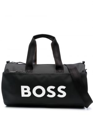 Pruhovaná taška s potiskem Boss černá