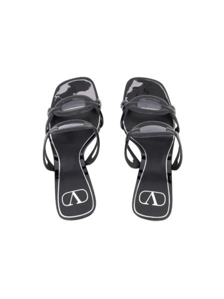 Sandalias de cuero retro Valentino Vintage negro