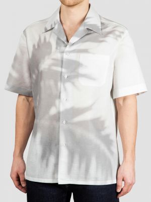 Хлопковая льняная рубашка Brioni серая