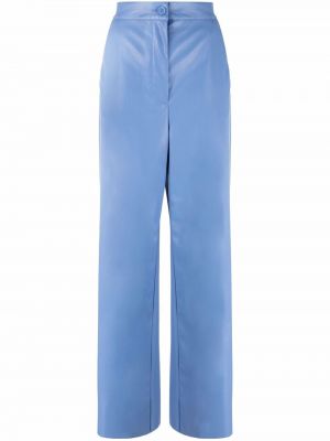 Pantalon droit en cuir Mm6 Maison Margiela bleu