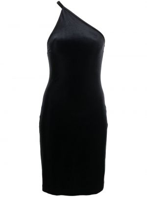 Asimetrična žametna mini obleka iz rebrastega žameta Filippa K črna