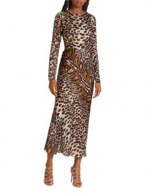 Леопардовое платье миди с вырезом на спине с принтом Adriana Iglesias коричневое