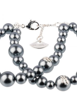 Náramek s perlami Karl Lagerfeld šedý