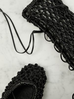 Pleteni usnjene gležnjarji Loewe črna