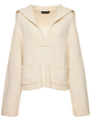 Кашмирен пуловер с v-образно деколте Nili Lotan бяло