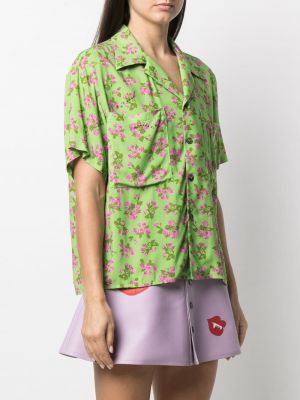Koszula w kwiatki z nadrukiem Natasha Zinko zielona