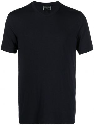 T-shirt con scollo a v Giorgio Armani blu
