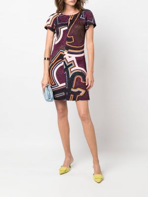 Žakárové šaty s potiskem s abstraktním vzorem Pucci Pre-owned fialové