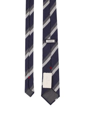 Csíkos selyem gyapjú nyakkendő Brunello Cucinelli kék