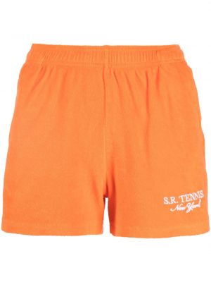 Puuvilla brodeerattu shortsit Sporty & Rich oranssi