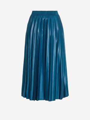 Plisované saténové midi sukně Vila modré