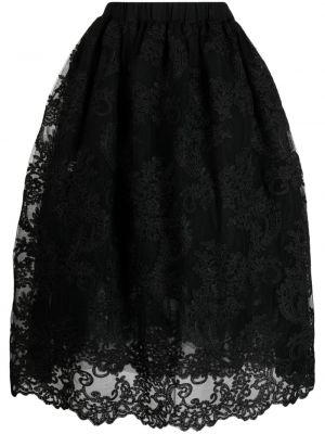 Nėriniuotas midi sijonas iš tiulio Simone Rocha juoda