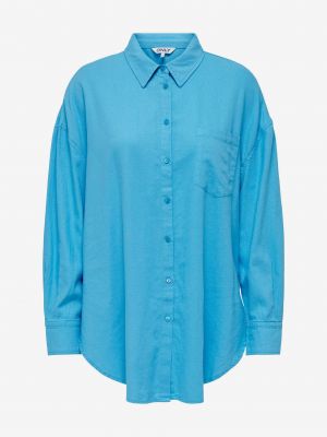 Ľanová ľanová košeľa Only modrá