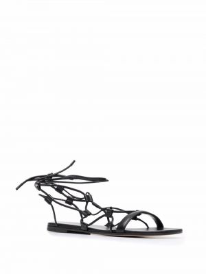 Mežģīņu dabīgās ādas sandales ar šņorēm Gianvito Rossi melns