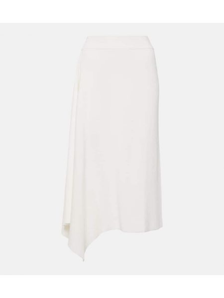 Ασύμμετρη βαμβακερή midi φούστα Loro Piana λευκό