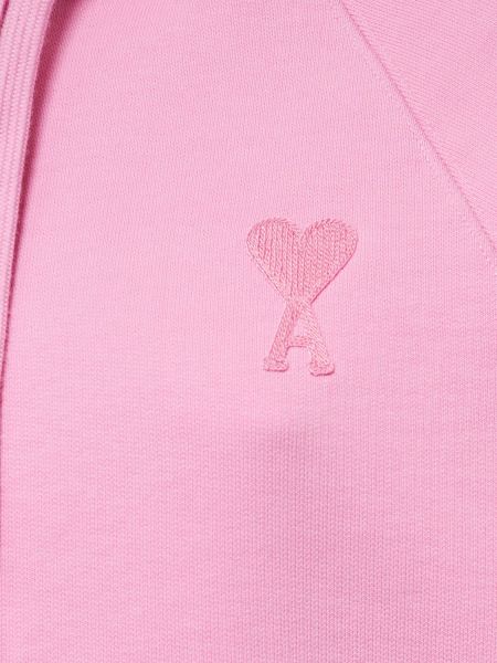 Bluza z kapturem bawełniana Ami Paris różowa