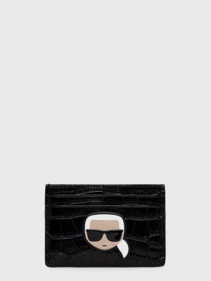 Karl Lagerfeld etui na karty skórzane damski kolor czarny