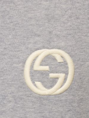 Minigonna felpato di cotone Gucci grigio