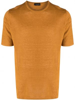 Λινή μπλούζα Roberto Collina πορτοκαλί