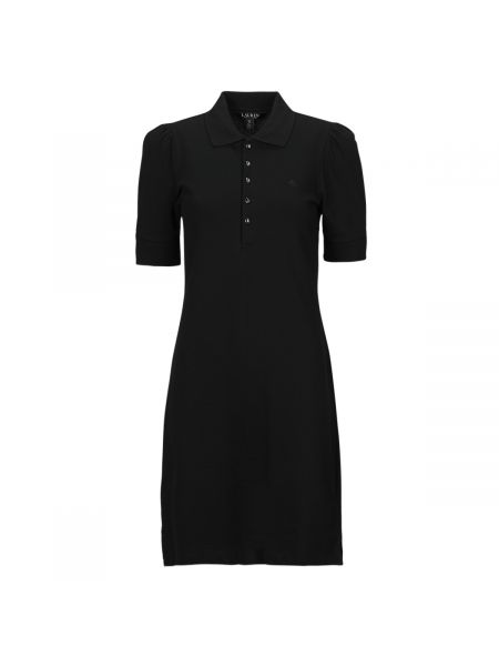 Sukienka midi w jednolitym kolorze casual Lauren Ralph Lauren czarna