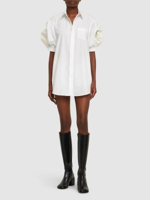 Bavlněné mini šaty z nylonu Sacai bílé