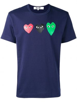 Тениска със сърца Comme Des Garçons Play синьо