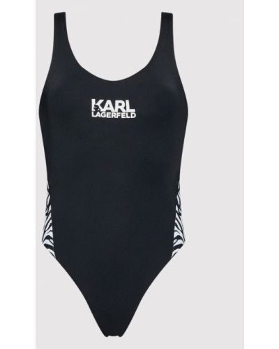 Jednodílné plavky se zebřím vzorem Karl Lagerfeld černé