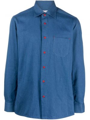 Βαμβακερό πουκάμισο Kiton μπλε