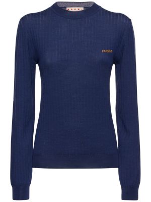 Hedvábný vlněný svetr s výšivkou Marni