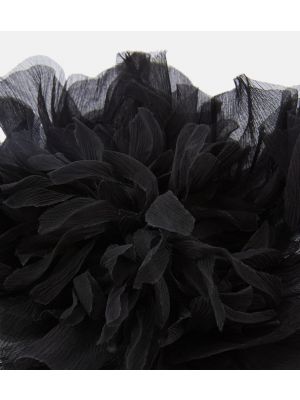 Jedwabna broszka w kwiatki Max Mara czarna