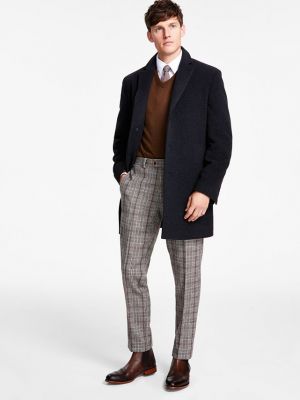 Мужское приталенное пальто из смесовой шерсти Prosper Calvin Klein серый