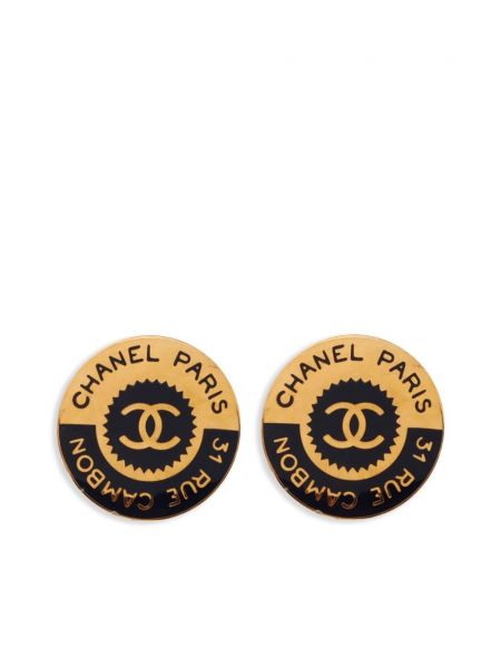 Boucles d'oreilles à boucle Chanel Pre-owned noir