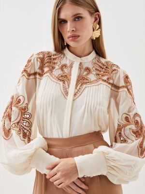 Блузка с вышивкой с бисером Karen Millen белая