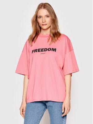 Majica od jersey oversized Americanos ružičasta