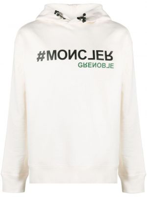 Kokvilnas kapučdžemperis ar apdruku Moncler Grenoble balts