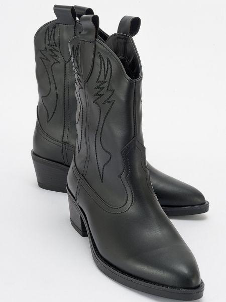 Kožené kotníkové boty s výšivkou Luvishoes černé