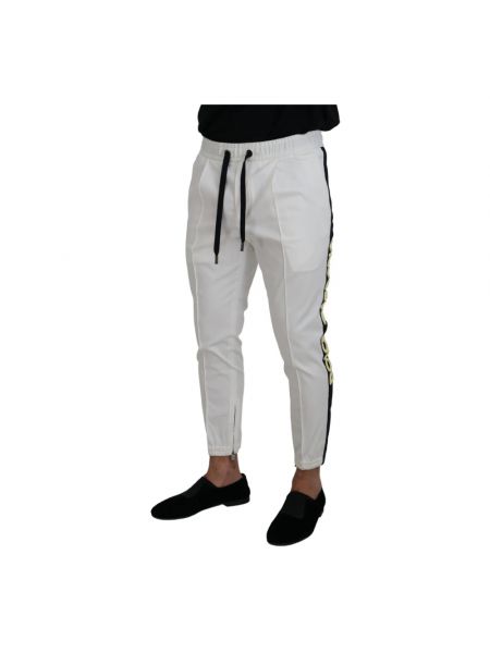 Spodnie sportowe bawełniane Dolce And Gabbana białe