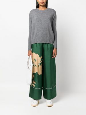 Květinové kalhoty s potiskem relaxed fit Pierre-louis Mascia zelené