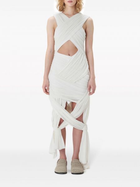 Drapované midi šaty Jw Anderson bílé