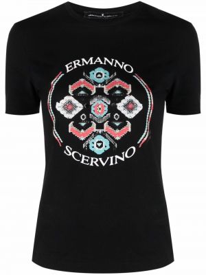 Tričko s potlačou s abstraktným vzorom Ermanno Scervino čierna