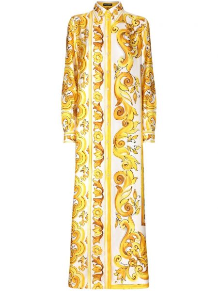 Μεταξωτή ίσιο φόρεμα με σχέδιο Dolce & Gabbana