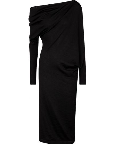 Μεταξωτή μίντι φόρεμα κασμίρ Tom Ford μαύρο
