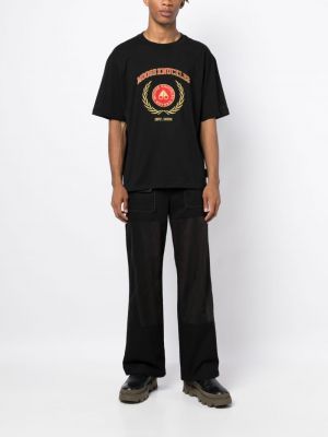 Kokvilnas t-krekls ar apdruku Moose Knuckles melns