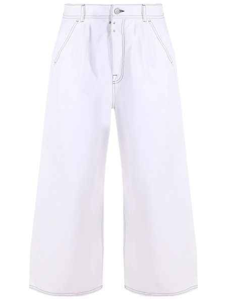 Белые хлопковые брюки Mm6