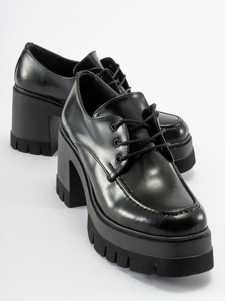 Dabīgās ādas kurpes ar šņorēm ar platformu Luvishoes melns
