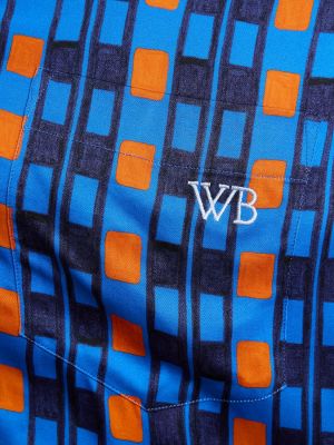 От вискоза риза Wales Bonner синьо
