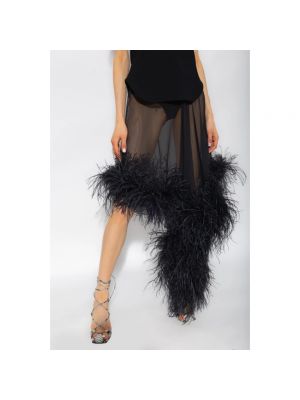Falda midi con plumas de plumas The Attico negro