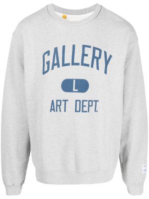 Raštuotas medvilninis džemperis apvaliu kaklu Gallery Dept. pilka