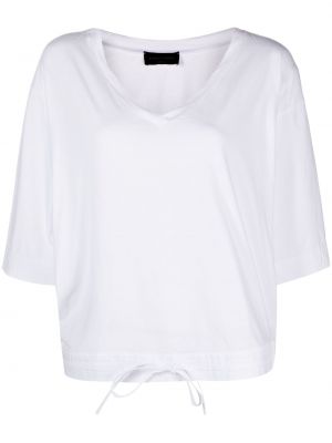 Памучна тениска с v-образно деколте Roberto Collina бяло