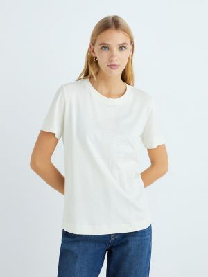 Camiseta manga corta de modal Esprit Collection blanco